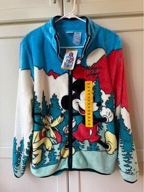 NWT Disney Mickey & Pluto Mickey’s Lodge Scenic Fleece Jacket Women’s M